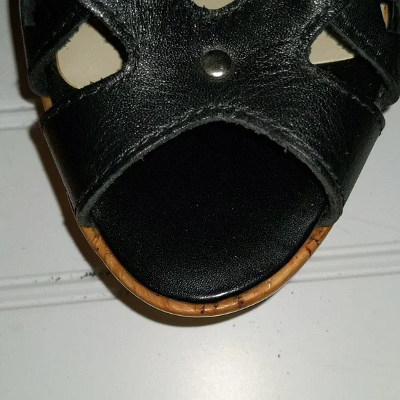 BCBG Paris Women's Size 7.5 Cork Wedge Heel Slip On Sandals - Picture 6 of 14